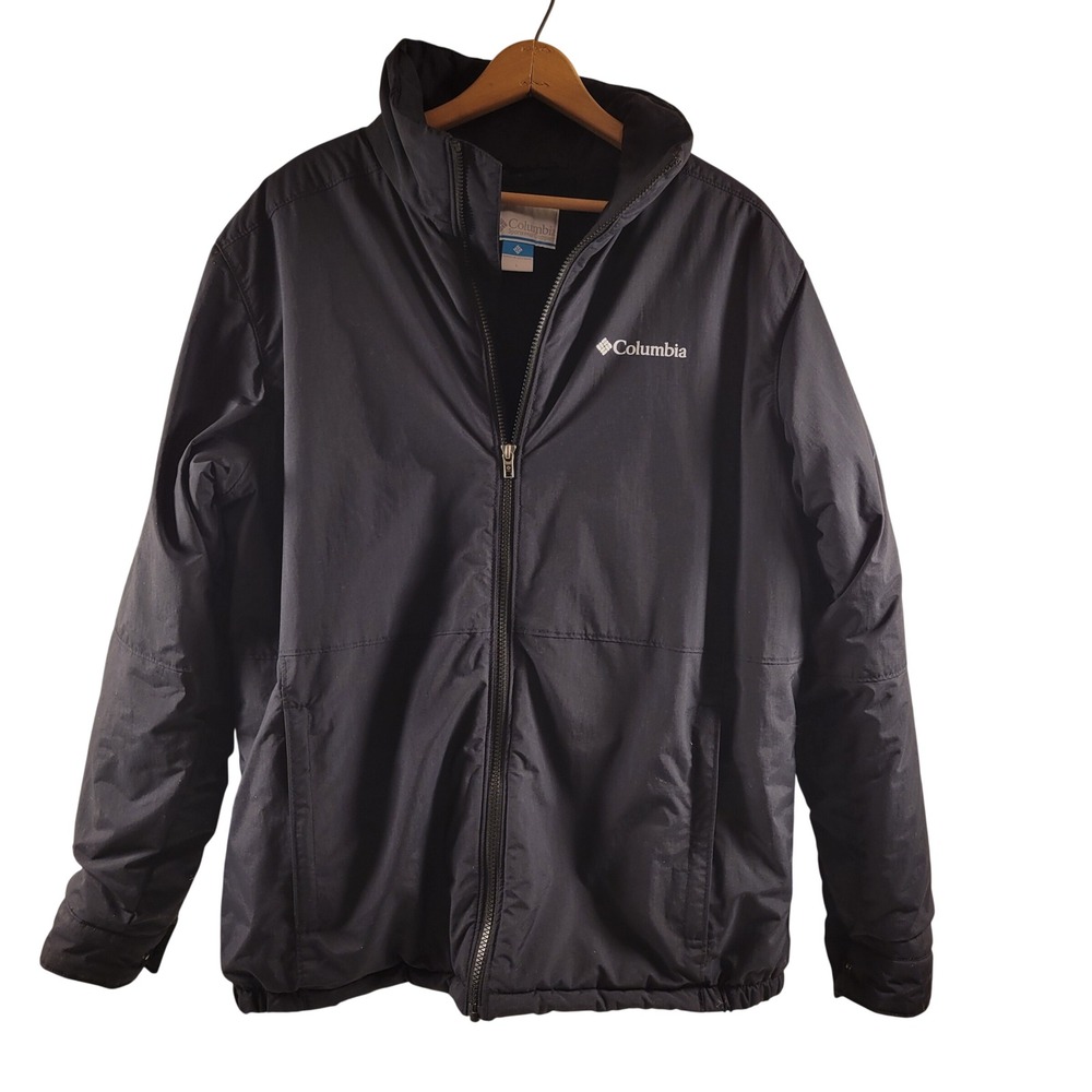 Columbia Jacket Mens L Black Excellent Full Zip Fleece Lined Insulated WM1125